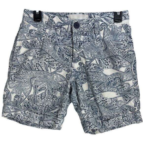 Marfinno Shorts 36 (26 Waist) Blue White Paisley Bohemian All Over Print Casual - Picture 1 of 8